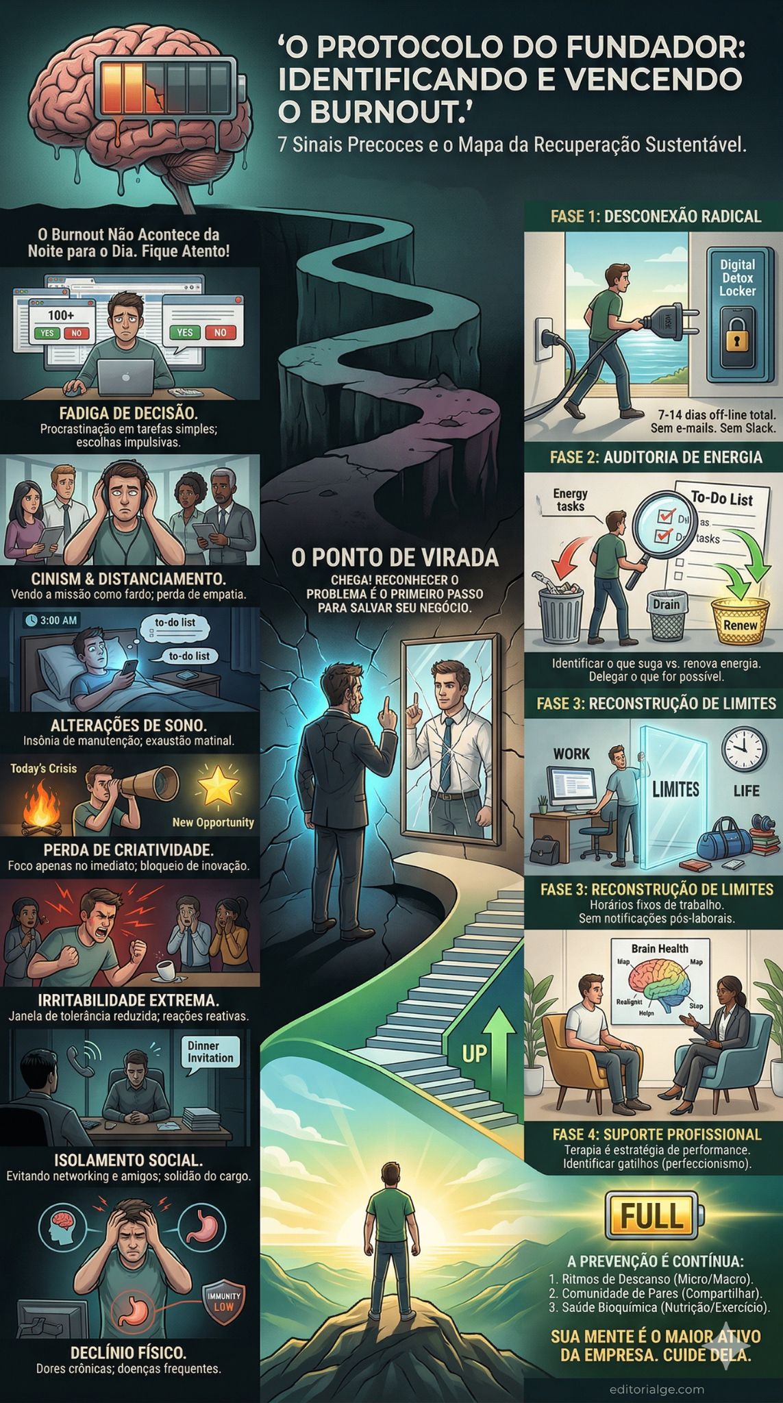 Sinais precoces de burnout em fundadores