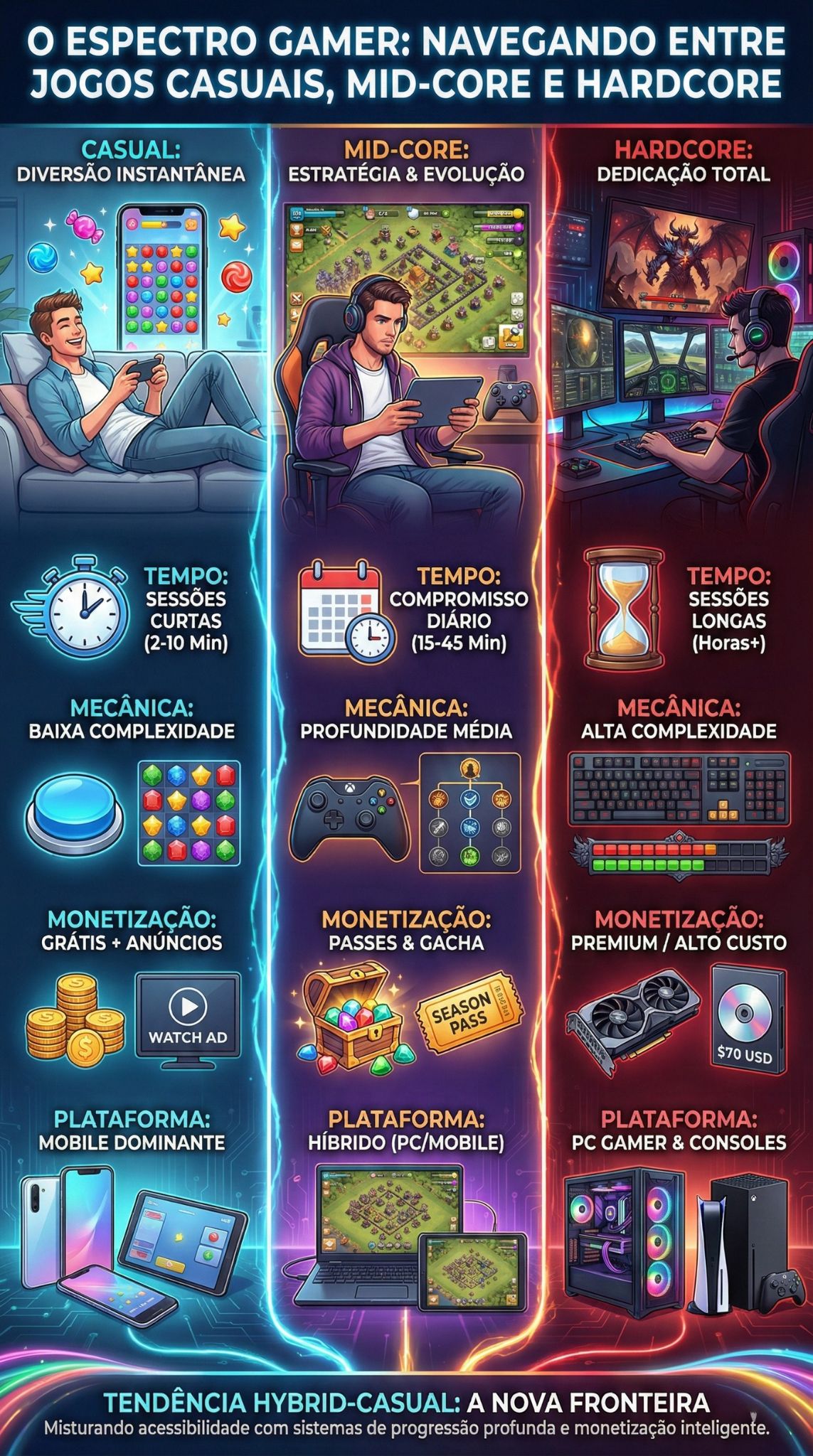 jogos casuais mid-core hardcore