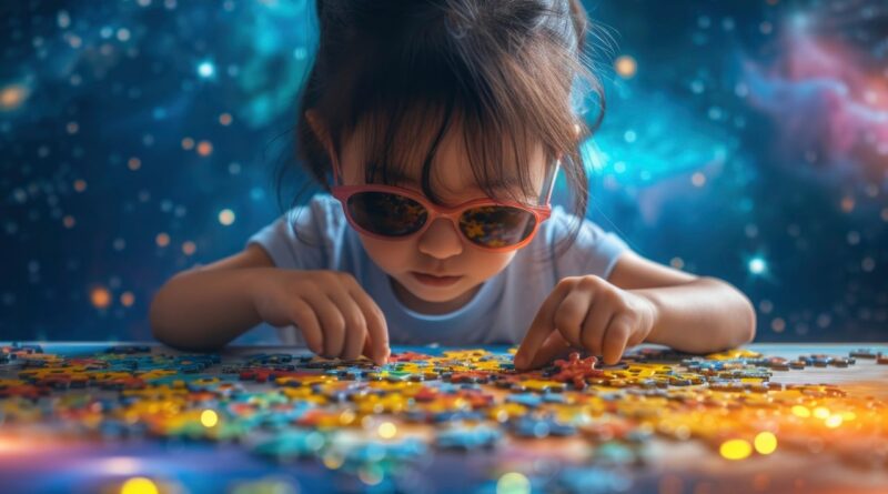 Cérebro das crianças e puzzles