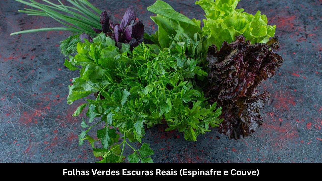 Folhas Verdes Escuras Reais (Espinafre e Couve)