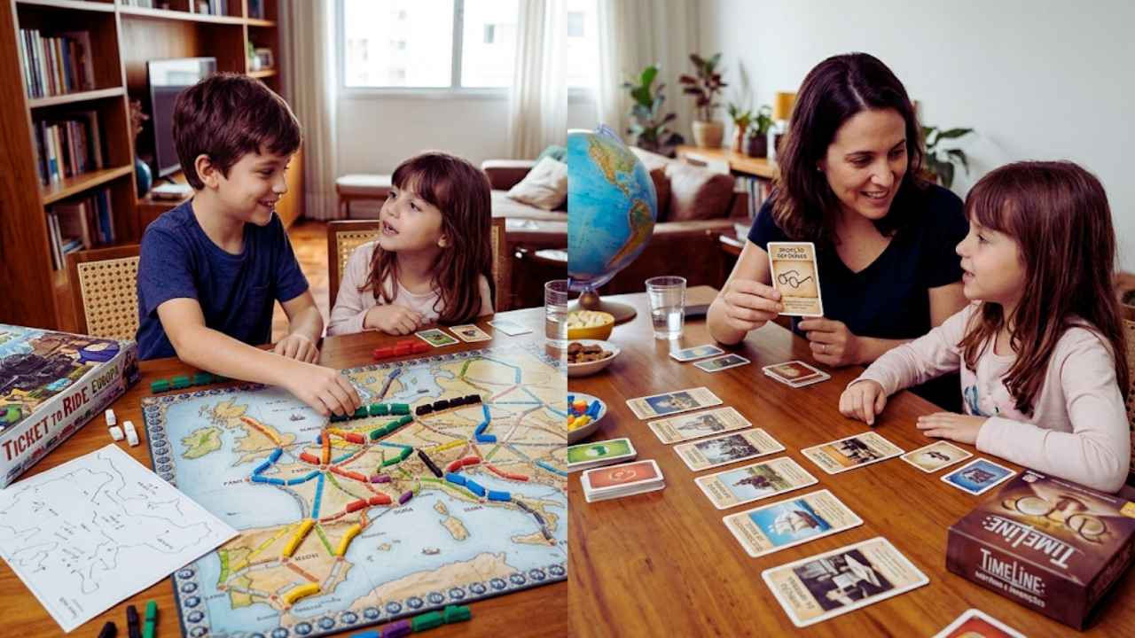 História e geografia na mesa da sala